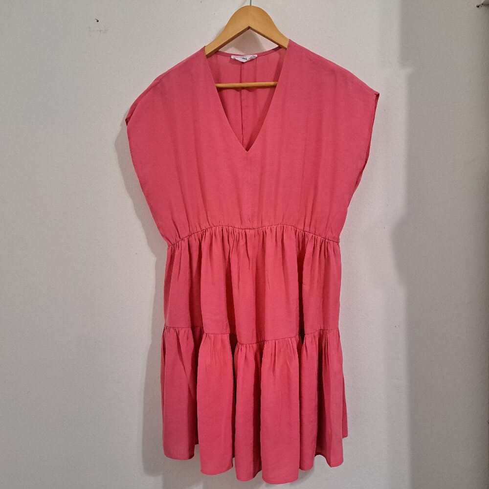 MNG Juniors Tiered Dress Pink Color Size 2 Sleeveless